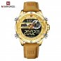 GGLABN_NAVIFORC Casual Sport Chronograph Men's Watch Genuine Leather Band Wristwatch Quartz Clock Lu