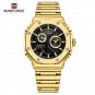 GB_Casual Men's Watch Stainless Steel Waterproof Quartz Wristwatches Male Sport Digital Alarm Lumino