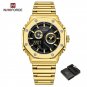 GB-BOX_Casual Men's Watch Stainless Steel Waterproof Quartz Wristwatches Male Sport Digital Alarm Lu