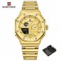 GG-BOX_Casual Men's Watch Stainless Steel Waterproof Quartz Wristwatches Male Sport Digital Alarm Lu
