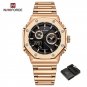 RGB-BOX_Casual Men's Watch Stainless Steel Waterproof Quartz Wristwatches Male Sport Digital Alarm L