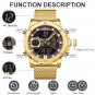 RGBEBE_Watches Luxury Quartz Mens Watch Waterproof Big Sport Wristwatches Stainless Steel Date