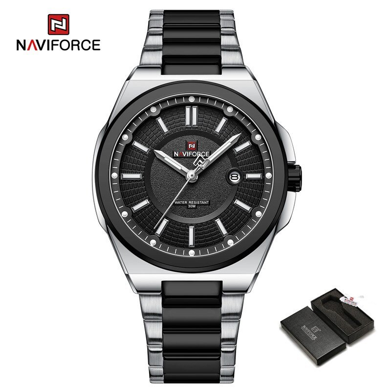 SB-BOX_Watch for Men Stainless Steel Waterproof Military Male Wristwatch Quartz Date Clock Luminous