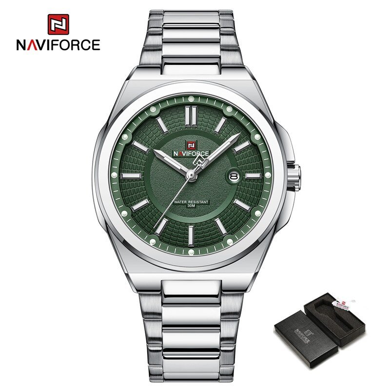 SGN-BOX_2023   Watch For Men Stainless Steel Band Quartz Wristwatches Male Clock with Luminous Point