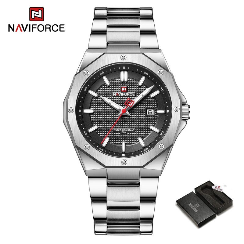 SB-BOX_Causal Men's Watch Stainless Steel Strap Waterproof Sport Male Quartz Wristwatch