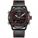 Black Red_Men Watches   Luxury Leather Sports Wrist Watch Men Waterproof Military Quartz Digital Clo