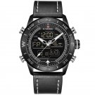 Black White_Men Watches   Luxury Leather Sports Wrist Watch Men Waterproof Military Quartz Digital C