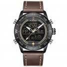 Black Yellow_Men Watches   Luxury Leather Sports Wrist Watch Men Waterproof Military Quartz Digital 