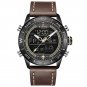 Black Yellow_Men Watches   Luxury Leather Sports Wrist Watch Men Waterproof Military Quartz Digital 