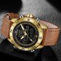 Bule_Men Watches Luxury Leather Sports Wrist Watch Men Waterproof Military Quartz Digital Clock