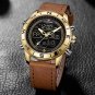 Bule_Men Watches Luxury Leather Sports Wrist Watch Men Waterproof Military Quartz Digital Clock