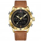 Gold_Men Watches   Luxury Leather Sports Wrist Watch Men Waterproof Military Quartz Digital Clock