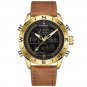 Gold_Men Watches   Luxury Leather Sports Wrist Watch Men Waterproof Military Quartz Digital Clock