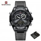 BGYGY-BOX_NAVIFROCE Men Watch Military Sport Leather Strap Waterproof Male Quartz Wristwatches LCD D