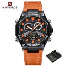 BOO-BOX_NAVIFROCE Men Watch Military Sport Leather Strap Waterproof Male Quartz Wristwatches LCD Dis