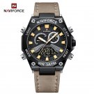 BYBN_NAVIFROCE Men Watch Military Sport Leather Strap Waterproof Male Quartz Wristwatches LCD Displa