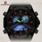 BYBN_NAVIFROCE Men Watch Military Sport Leather Strap Waterproof Male Quartz Wristwatches LCD Displa