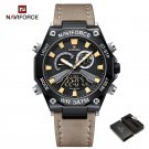 BYBN-BOX_NAVIFROCE Men Watch Military Sport Leather Strap Waterproof Male Quartz Wristwatches LCD Di
