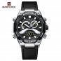 SBB_NAVIFROCE Men Watch Military Sport Leather Strap Waterproof Male Quartz Wristwatches LCD Display