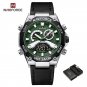 SGNB-BOX_NAVIFROCE Men Watch Military Sport Leather Strap Waterproof Male Quartz Wristwatches LCD Di