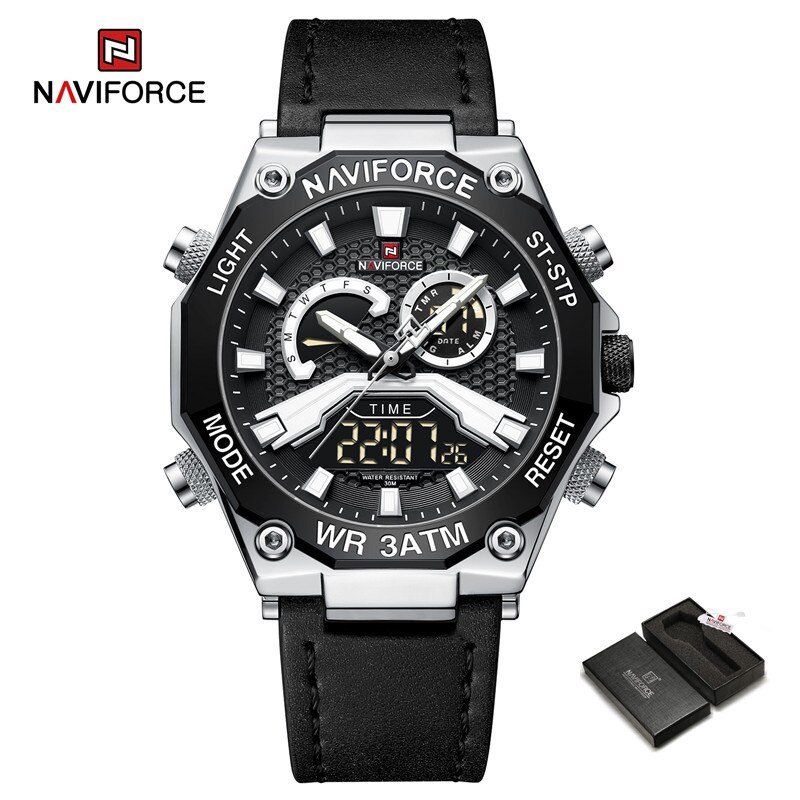 SBB-BOX_Brand  Men's Watches Luxury Quartz Sport Leather Strap Wristwatch Waterproof Luminous Clock 