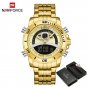 Gold Gold-BOX_Watches Men Top   Sport Quartz Mens Watch Stainless Steel Chronograph Male Clock