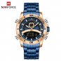 Rose Gold Blue_Watches Men Top   Sport Quartz Mens Watch Stainless Steel Chronograph Male Clock