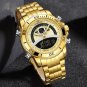 Rose Gold Blue-BOX_Watches Men Top   Sport Quartz Mens Watch Stainless Steel Chronograph Male Clock