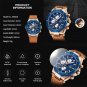 RGBDBN-BOX_Leather Men's Watch Leisure Business Men Quartz Watches Chronograph Sport Clock