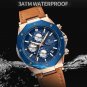 RGBEO_Leather Men's Watch Leisure Business Men Quartz Watches Chronograph Sport Clock