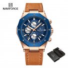 RGBEO-BOX_Leather Men's Watch Leisure Business Men Quartz Watches Chronograph Sport Clock