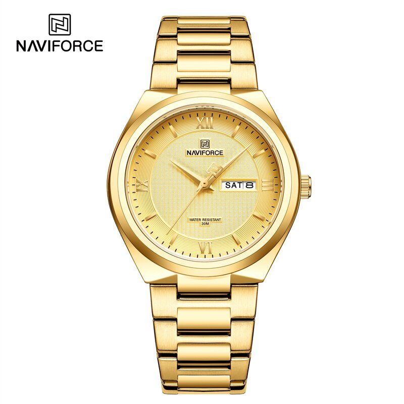 GG_Luxury High Quality Men Watch Stainless Steel Waterproof Week Date Quartz Wristwatch