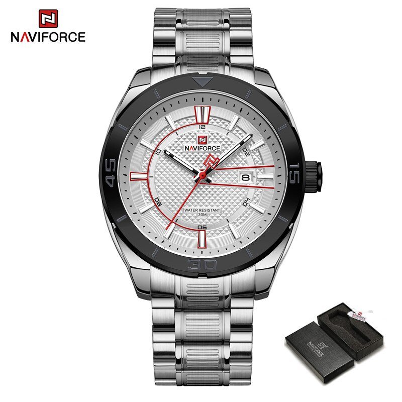 SW-BOX_Watch for Men Luxury Quartz Wristwatch Stainless Steel Strap Business Casual Waterproof  Lumi