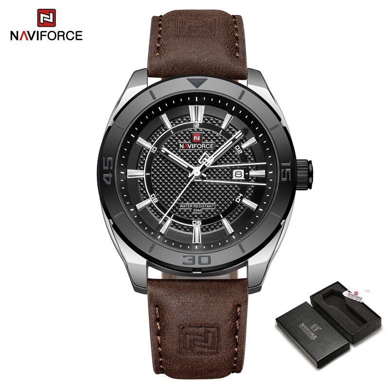 SBD.BN-BOX_2023   Leather Strap Men's Watches Casual Quartz Wristwatches Waterproof Luminous Clock