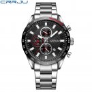 Silver black_Men Watch 2022 Sports Chronograph Wristwatches Stainless Steel Strap with Auto Date