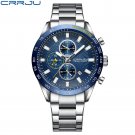 Silver blue_Men Watch 2022 Sports Chronograph Wristwatches Stainless Steel Strap with Auto Date