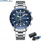 Silver blue box_Men Watch 2022 Sports Chronograph Wristwatches Stainless Steel Strap with Auto Date