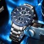 Silver blue box_Men Watch 2022 Sports Chronograph Wristwatches Stainless Steel Strap with Auto Date