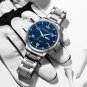 Silver blue_Men's Watches Casual Business Quartz Stainless Steel Band with Auto Date Luminous Hands