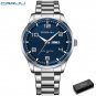 Silver blue box_Men's Watches Casual Business Quartz Stainless Steel Band with Auto Date Luminous Ha