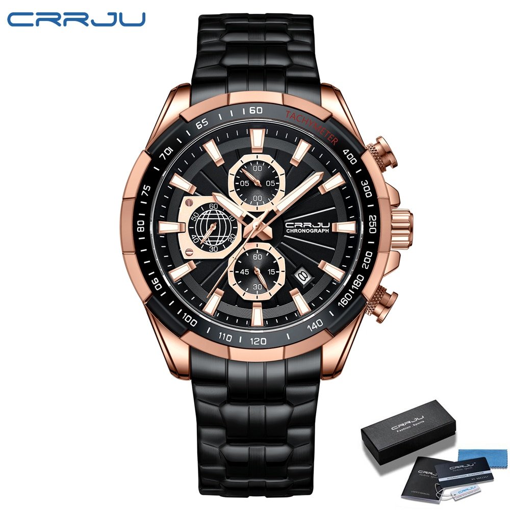 black box_Men's Watches Business Multifunction Quartz Chronograph with Auto Date and Luminous Hands