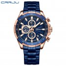 blue_Men's Watches Business Multifunction Quartz Chronograph with Auto Date and Luminous Hands