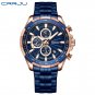 blue_Men's Watches Business Multifunction Quartz Chronograph with Auto Date and Luminous Hands