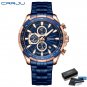 blue box_Men's Watches Business Multifunction Quartz Chronograph with Auto Date and Luminous Hands