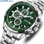 Silver green box_Men's Watches Business Multifunction Quartz Chronograph with Auto Date and Luminous