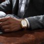 Black gold box_Men Watch Luxury Japan Quartz Tonneau Dail Leather Waterproof Male Wristwatch