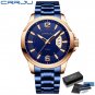 blue BOX_Men Watches Luxury Stainless Steel Business Classic Calendar Waterproof Quartz