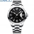 silver_Men Watches Luxury Stainless Steel Business Classic Calendar Waterproof Quartz