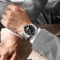 silver_Men Watches Luxury Stainless Steel Business Classic Calendar Waterproof Quartz