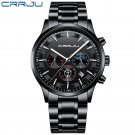 black silver_Men Watches Quartz Steel  Luxury Calendar Watch Sports Chronograph Clock